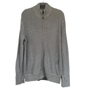 Eddie Bauer Sweater Mens XL Gray Full Zip Mock Neck Cotton Knit Jacket Jumper